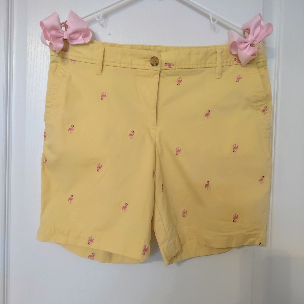 Yellow Flamingo Embroidered Women's Shorts